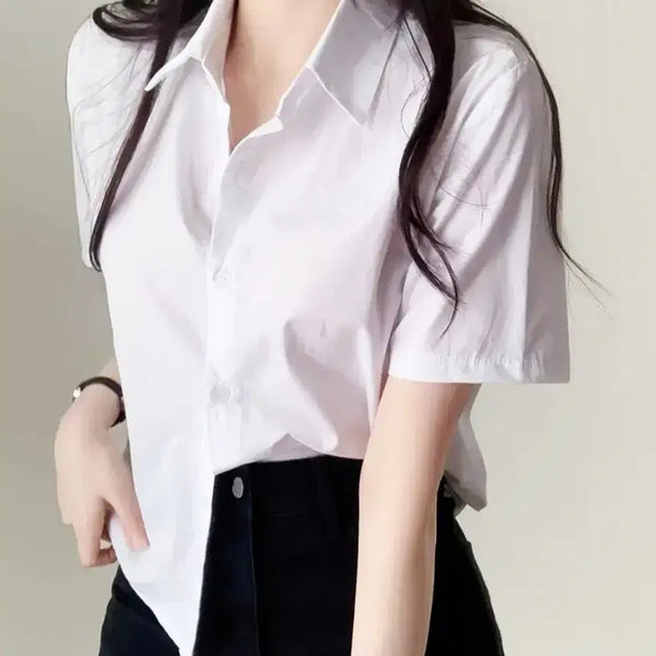 [BUNJANG] Basic Short Sleeve Shirt White / 새상품 반팔 셔츠 화이트