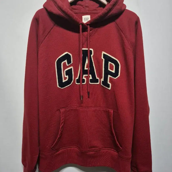 [BUNJANG] Gap Embroidered Logo Hoodie Wine M / 갭 후드티 와인색 M