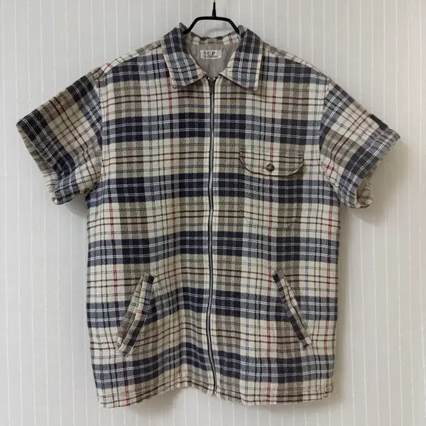 [BUNJANG] 90s CP Company Quilted Check Shirt Jacket / 90s Cp company 반팔 누빔 체크 셔츠 자켓