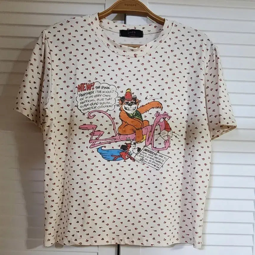 [BUNJANG] Pink Panther Character Short Sleeve T-Shirt / (새상품) 핑크팬더 캐릭터 반팔티