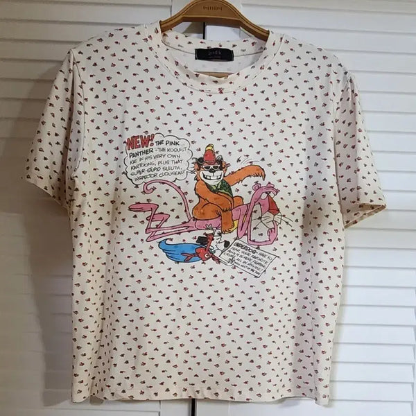 [BUNJANG] Pink Panther Character Short Sleeve T-Shirt / (새상품) 핑크팬더 캐릭터 반팔티