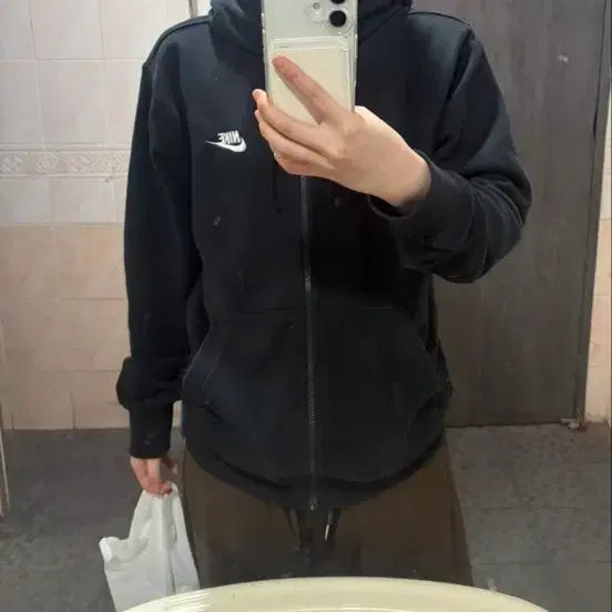 [BUNJANG] Nike Black Hooded Zip-Up Jacket / 나이키 검정 후드 집업