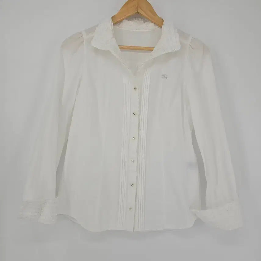 [BUNJANG] Burberry London White Cotton Ruffle Collar Shirt / 버버리 화이트 셔츠 여성 블라우스 S [H31127]