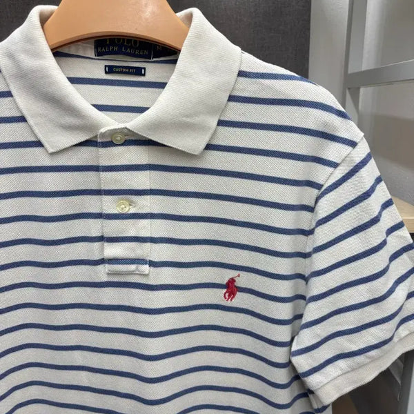 [BUNJANG] Polo Ralph Lauren Striped Short Sleeve Polo Shirt / 폴로 랄프로렌 스트라이프 반팔 카라티