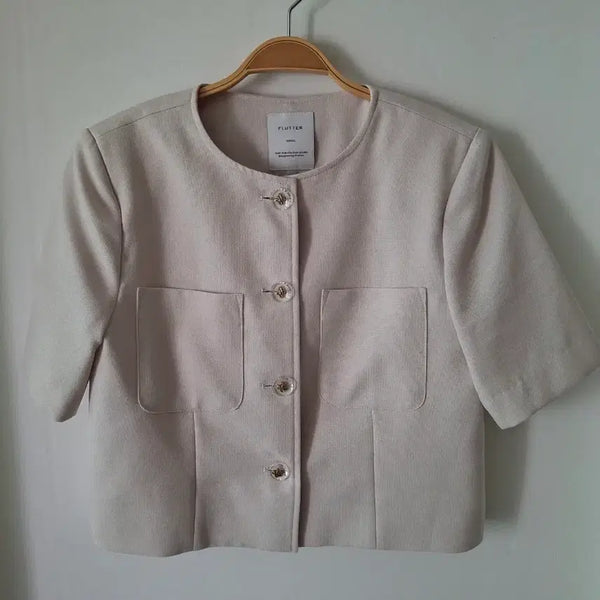 [BUNJANG] Beige Short-Sleeve Jacket (Size 55-66) / 반팔자켓 55~66