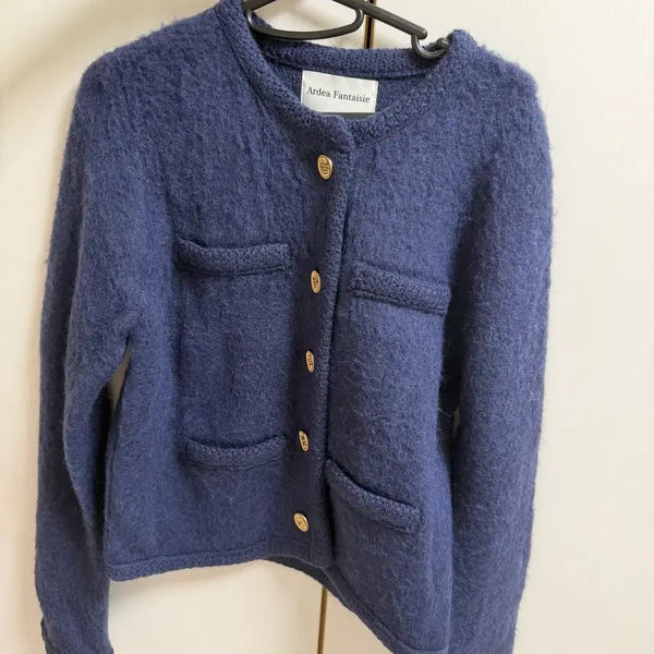 [BUNJANG] Ardea Fantasy Mohair Tweed Cardigan Navy / 아르데아판타지 모헤어 트위드 가디건 네이비