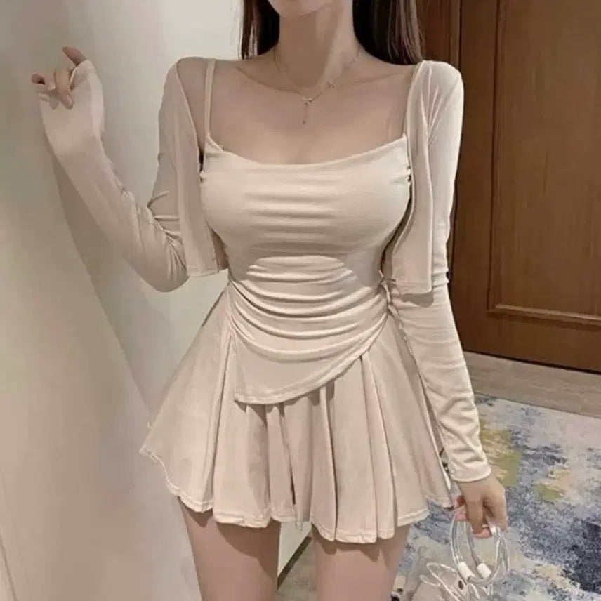 [BUNJANG] 3-Piece Set: Sleeveless Top, Cardigan, and Skirt - Imported / 나시 가디건 스커트 쓰리피스 새상품 수입의류 트레이닝