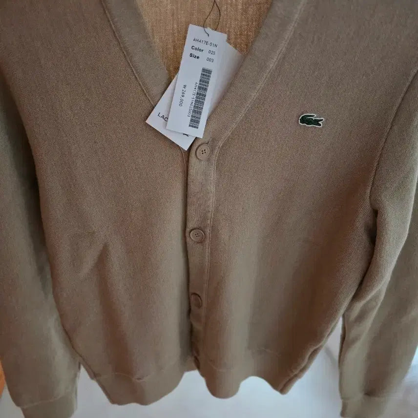 [BUNJANG] Lacoste Cardigan Beige Unisex / 새상품 라코스테 가디건 베이지 남녀공용 팝니다.