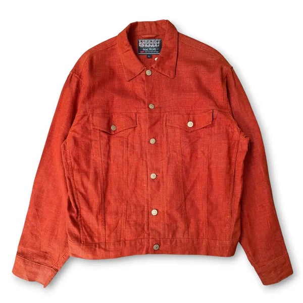 [BUNJANG] JPN Mac Hoff Orange Linen Trucker Jacket L / JPN 맥호프 오렌지 린넨 트러커 자켓 L