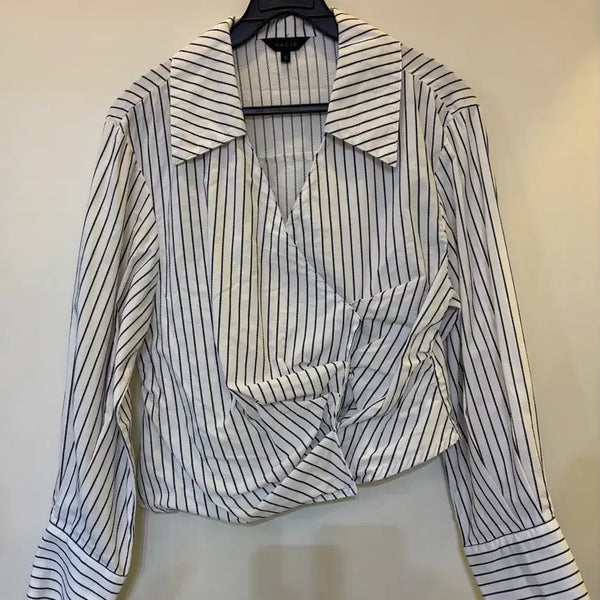 [BUNJANG] HACIE Stripe Wrap Blouse Size S / HACIE 스트라이프 랩 블라우스 S