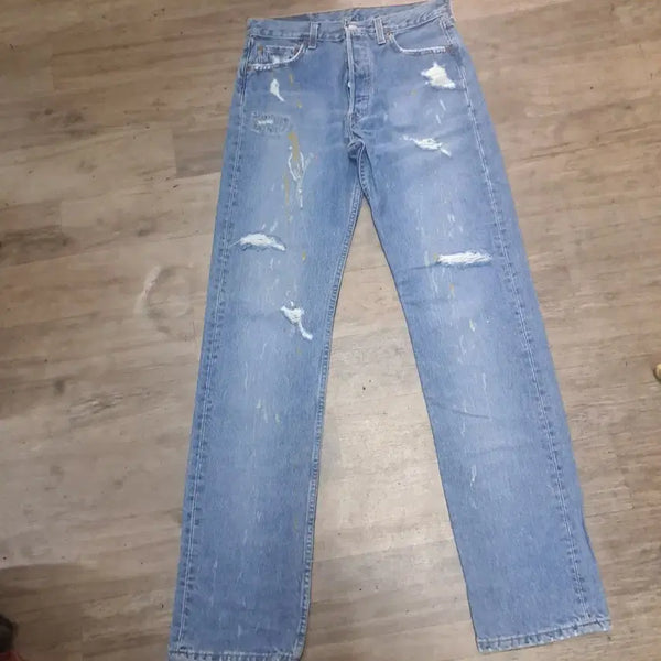 [BUNJANG] Levi's 501 Vintage Jeans Paint Distressed Cut Hem / 리바이스 501 빈티지 청바지 페인트 디스트로이드 컷팅