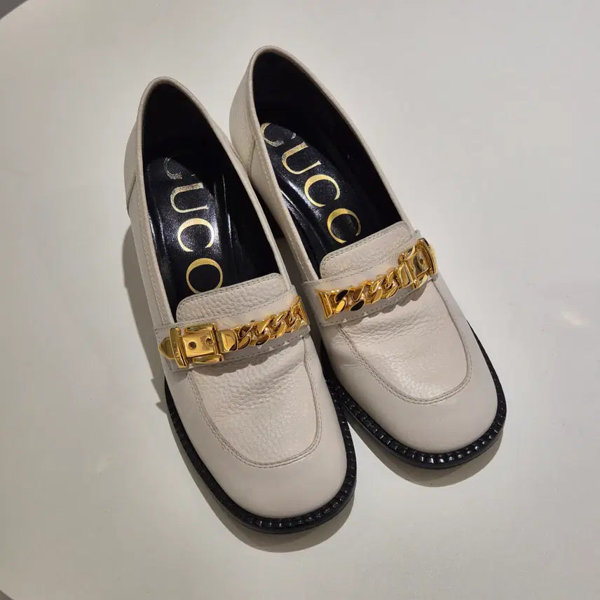 [BUNJANG] Gucci Mid-heel Loafer White Size 36 / (36)구찌 미드힐 로퍼 화이트