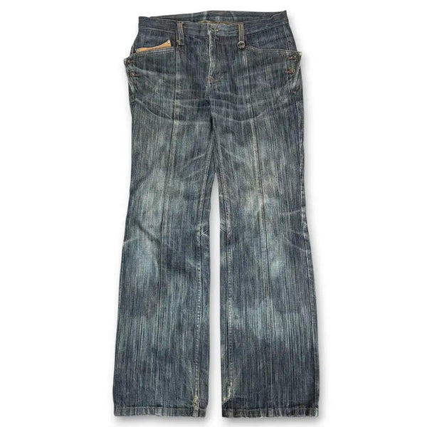 [BUNJANG] Nicoclub For Men Vintage Leather Patch Detail Denim Pants / (32) JPN 니콜클럽포맨 빈티지 가죽패치 디테일 데님팬츠