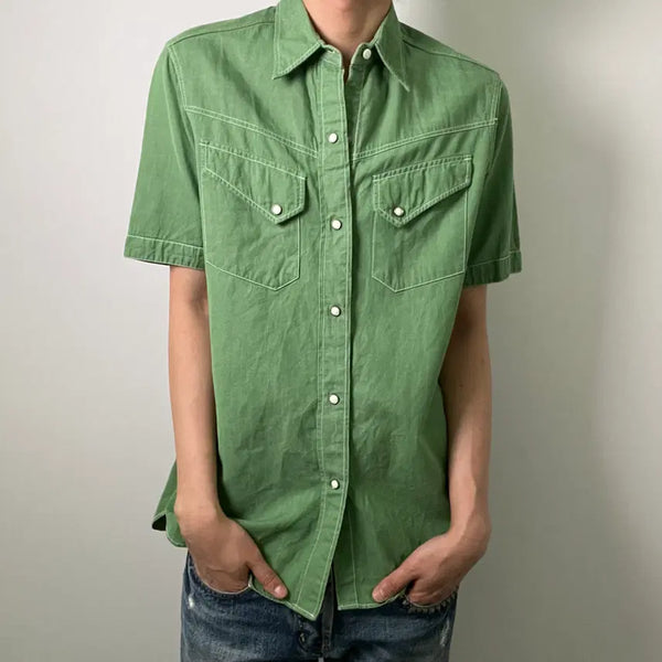[BUNJANG] Sugar Cane Green Western Short Sleeve Shirt M / sugar cane 슈가 케인 그린 웨스턴 반팔 셔츠 M