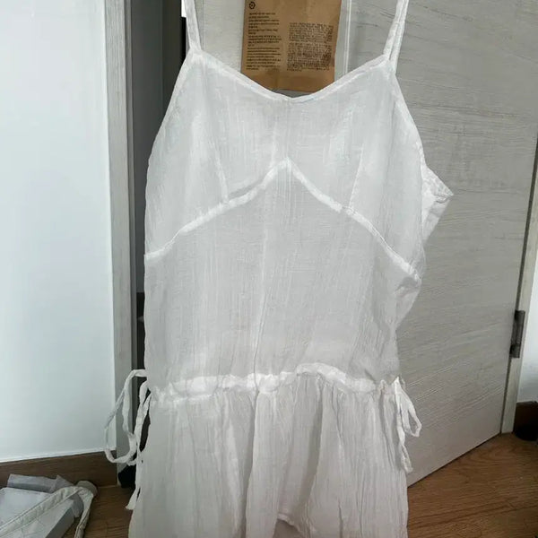 [BUNJANG] Sleeveless Layered Blouse White / 나시 레이어드 블라우스