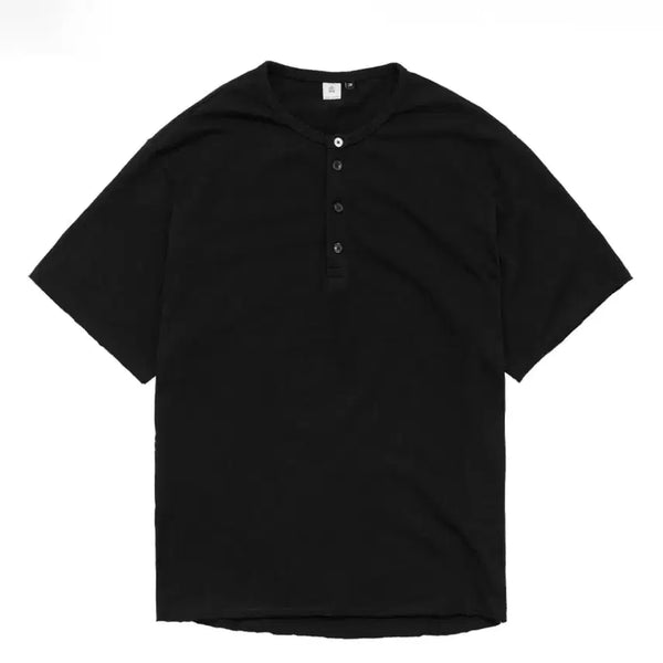 [BUNJANG] Polerou 1/2 Henric Neck Half Sleeve T-shirt Black / 3) 폴리테루 1/2 헨리넥 반팔 티셔츠 블랙