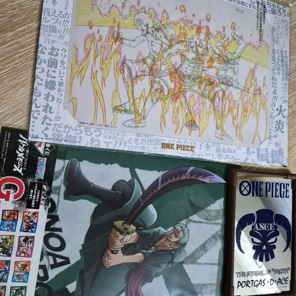[BUNJANG] One Piece Ichiban Kuji Zoro Clear File & Ace Mirror Bundle Set / 원피스 굿즈 이치방쿠지 제일복권 사진에 나온 거 일괄