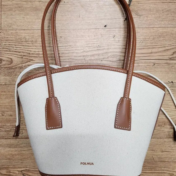 [BUNJANG] Folnua Canvas Tote Bag Brown Stitch / FOLNUA폴뉴아 캔버스 토트백 브라운 스티치