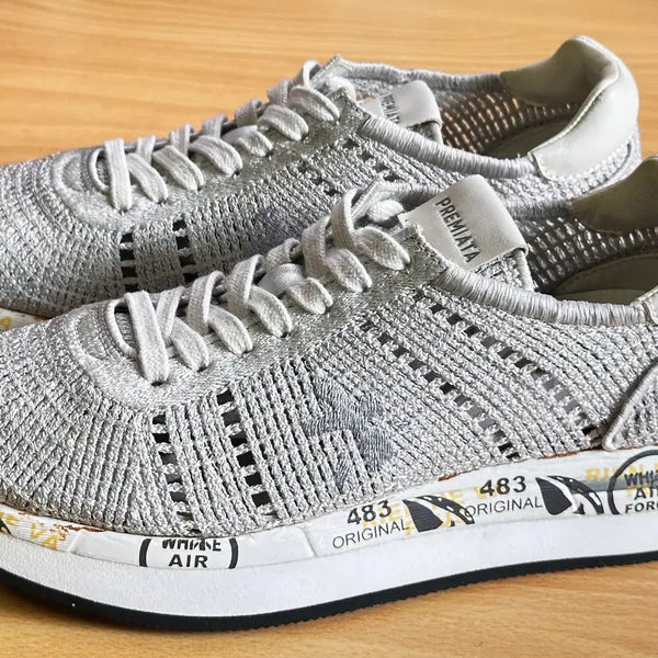 [BUNJANG] Premiata CONNY Mesh Knit Sneakers Silver IT 38 / 프리미아타 코니(CONNY) 메쉬 니트 스니커즈 실버 38