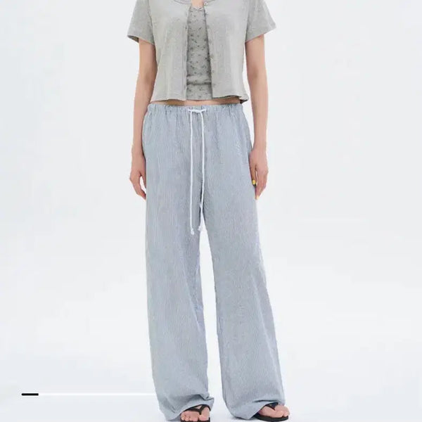 [BUNJANG] 8seconds Striped Pajama Style Banding Pants - Sky Blue / 에잇세컨즈 스트라이프 파자마 스타일 밴딩 팬츠 - 스카이블루