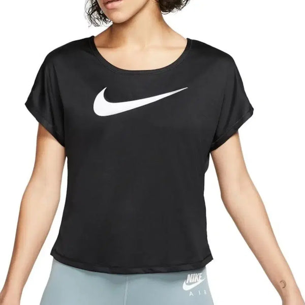 [BUNJANG] Nike M Women's Swoosh Dri-FIT Running Short Sleeve T-Shirt Black / [무료배송]나이키 M 여성 스우시 드라이핏 러닝 반팔 티셔츠 반팔티 블랙