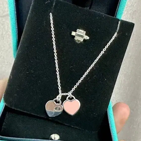[BUNJANG] Tiffany & Co. Pink Double Heart Necklace 925 Silver / 티파니 핑크 더블 하트 목걸이 925 실버 정품 여성 주얼리