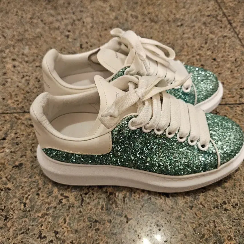 [BUNJANG] Alexander McQueen Green Glitter Sneakers - Size 34 (US 5.5-6) / 알렉산더 맥퀸 스니커즈 그린 글리터 34 사이즈