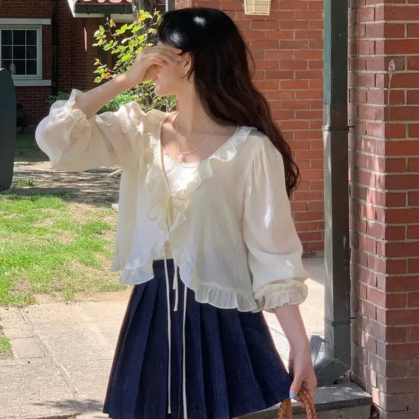 [BUNJANG] Your Lime Ribbon Bolero Cardigan + Skirt Set / [새상품,코디세트] 유어라임 리본 볼레로 가디건 + 스커트