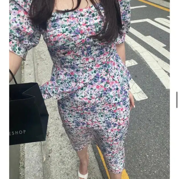 [BUNJANG] myeyeko Floral Two-Piece Set / 마이아이코 myeyeko  플로럴 투피스 / 블라우스 스커트 세트