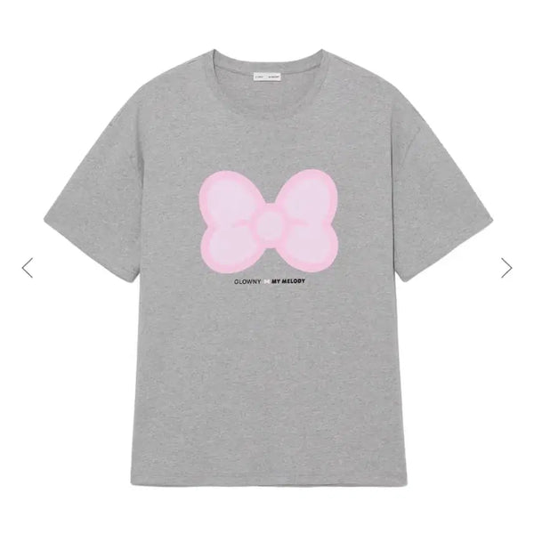 [BUNJANG] Gloni My Melody Gray Big Bow Short-Sleeve T-Shirt / (당일발송) 글로니 마이멜로디 그레이 빅보우 반팔 티셔츠 새상품
