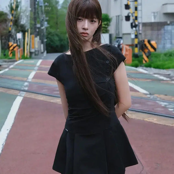 [BUNJANG] Miseki Seoul Pleats Button Mini Onepiece / [미세키서울] Pleats button mini onepiece