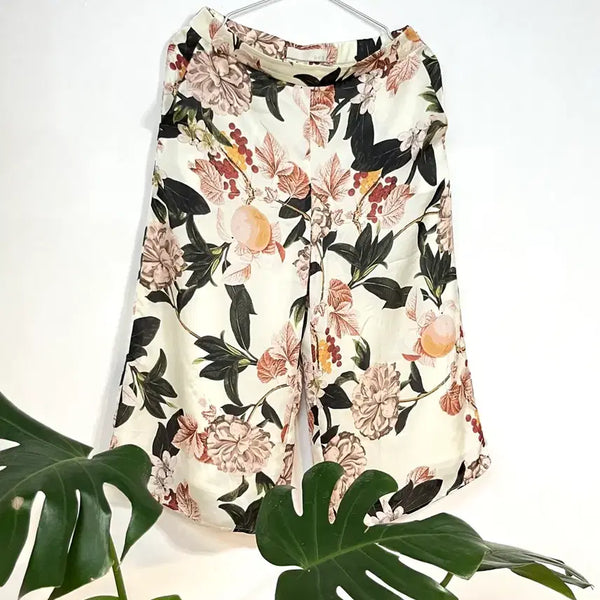 [BUNJANG] Jiyuku Botanical Wide Satin Pants / 자유구(Jiyuku) 보태니컬 와이드 새틴 팬츠