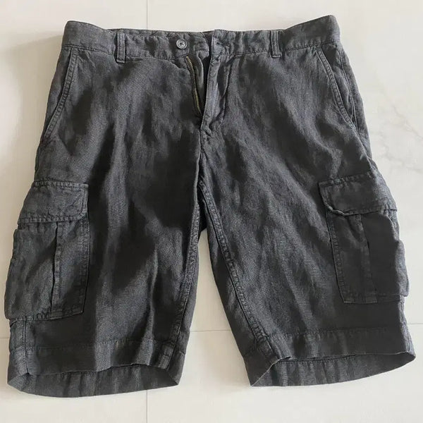 [BUNJANG] Once Milano Linen Black Cargo Shorts M (32) / 원스 밀라노 린넨 블랙 카고 반바지 M사이즈(32)