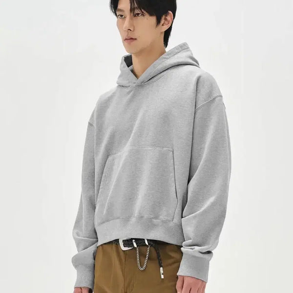[BUNJANG] Soverment 780G Solid Crop Hoodie Melange Grey XL / (XL) 소버먼트 780G 솔리드 크롭 후드-8%멜란지 그레이-
