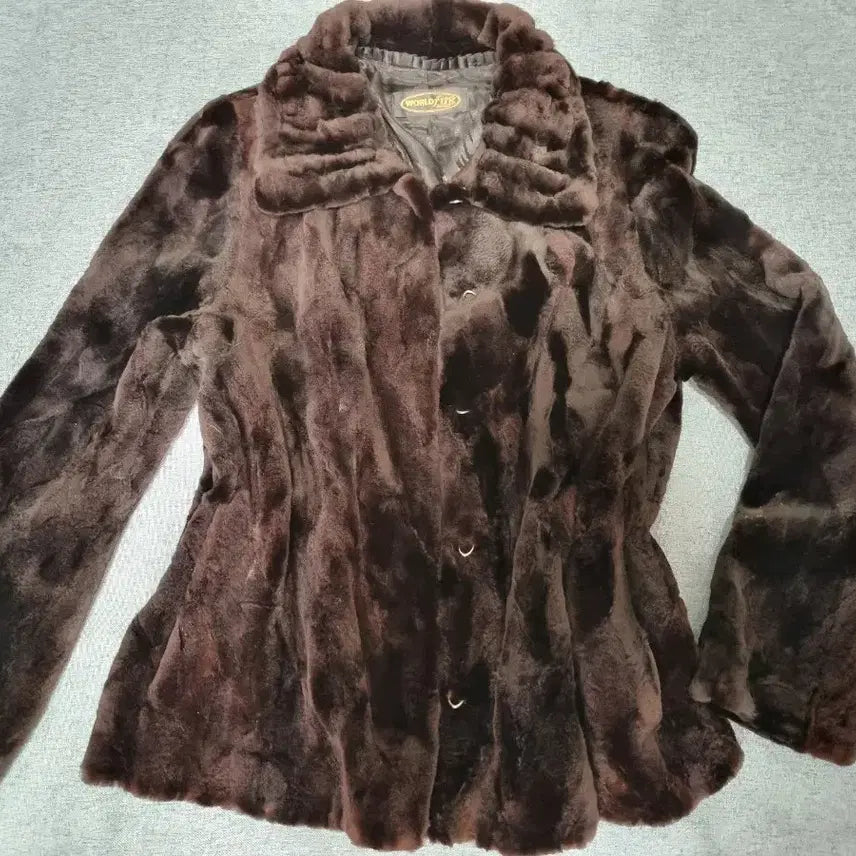 [BUNJANG] Brown Sheared Mink Fur String Jacket (Size 66) / 브라운 쉐어드 밍크 퍼 스트링 재킷 66