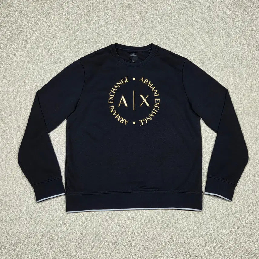 [BUNJANG] Armani Exchange Gold Circle Logo Tipping Sweatshirt XL / [아르마니 익스체인지] 골드 서클 로고 티핑 맨투맨 | A00483