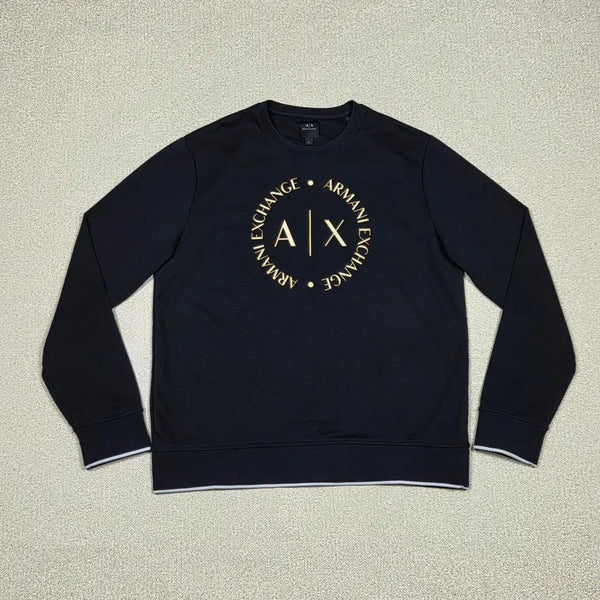 [BUNJANG] Armani Exchange Gold Circle Logo Tipping Sweatshirt XL / [아르마니 익스체인지] 골드 서클 로고 티핑 맨투맨 | A00483