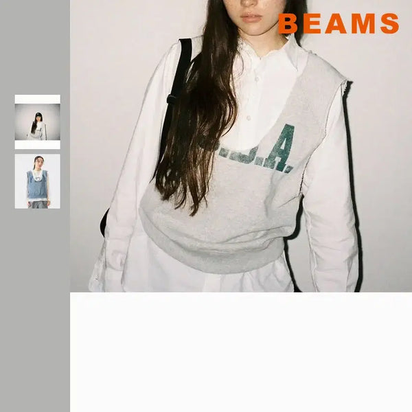 [BUNJANG] BEAMS BOY Cut-Off Sweat Vest / 빔즈 보이 컷오프 스웨트 베스트 조끼