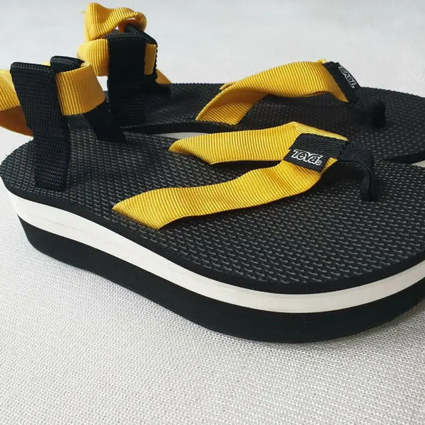 [BUNJANG] Teva Platform Sandals Black Yellow 240 / 테바 플랫폼 샌들 블랙 옐로우 240