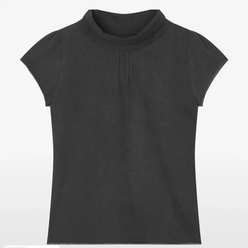 [BUNJANG] Butterny Halfneck Pintuck T-Shirt Charcoal / 버터니 하프넥 핀턱 티셔츠 차콜 HALFNECK SLEEVE T