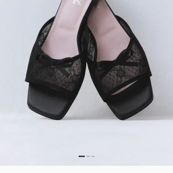 [BUNJANG] Dirtys Sheer Lace Ribbon Mule (Black) / 더티스 뮬 SHEER LACE RIBBON MULE