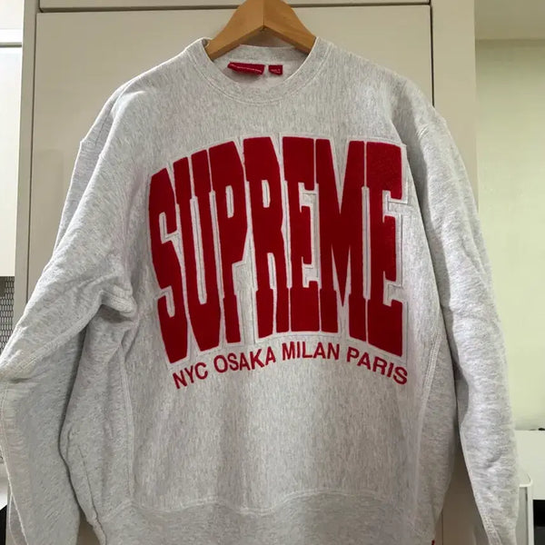 [BUNJANG] Supreme Cities Arc Crewneck Sweatshirt Ash Grey FW21 / 슈프림 Spuream 맨투맨정품