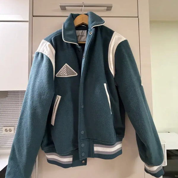 [BUNJANG] MANIERE DE VOIR Varsity Jacket Green/White / MANIERE DE VOIR 바시티 자켓 그린/화이트