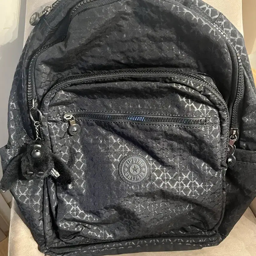 [BUNJANG] Kipling Backpack Black Pattern / 키플링 백팩 블랙 패턴