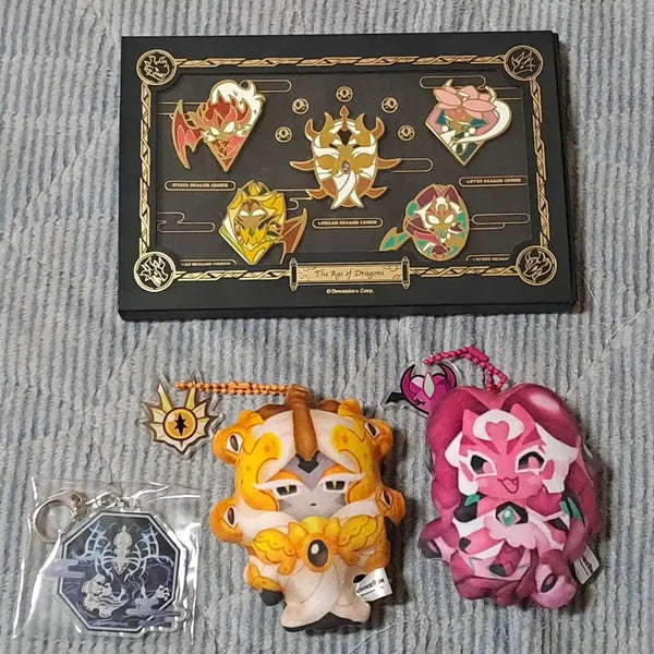 [BUNJANG] Cookie Run Dragon Tribe Pin Badge + Dragon King Lich Dragon Keyring Bundle / 쿠키런 용족 핀뱃지 + 용안드래곤 리치드래곤 키링