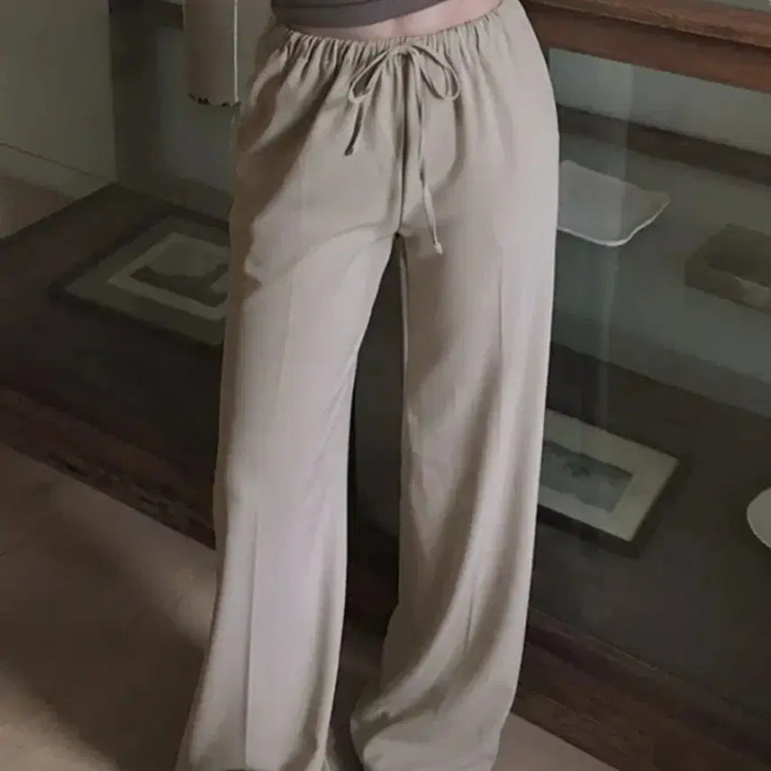 [BUNJANG] Slowand Summer Linen Wide Pants (Oatmeal Beige) / (새상품) 슬로우앤드 쿨썸머 린넨 슬랙스 트레이닝 팬츠 (오트밀베이지)