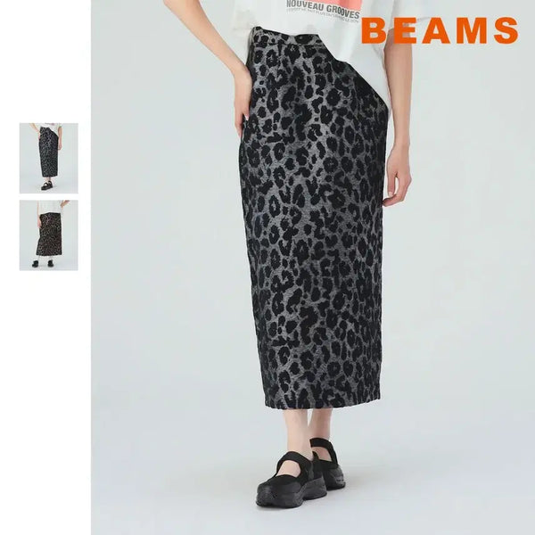 [BUNJANG] Beams Heart Leopard Tight Skirt SS26 / 빔즈 하트 레오파드 타이트 스커트 26SS