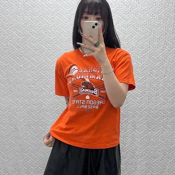 [BUNJANG] Gildan Oregon State Beavers Short Sleeve T-Shirt M / 길단 캐주얼 스트릿 키치 오리곤 스테이트 비버스 반팔티 M C12853