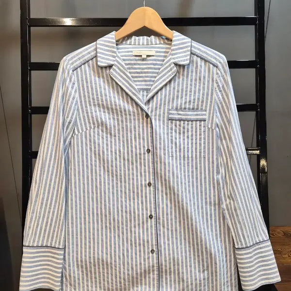 [BUNJANG] Maje Blue Stripe Pajama Shirt Women's Shirt / 1 마쥬 블루 스트라이프 파자마 셔츠 여성셔츠 3.9