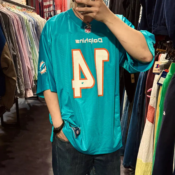 [BUNJANG] NFL Dolphins Rugby Jersey Emerald / [IM]NFL Dolphins NO.14 럭비 져지 에메랄드